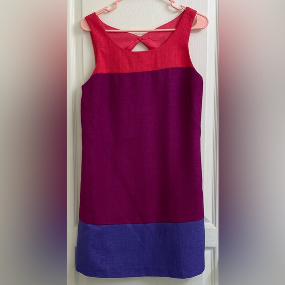 Oleg Cassini Woven Color Block Sleeveless Mini Shift Dress - Picture 3 of 9